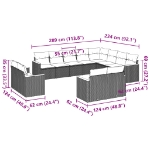Set Divani da Giardino 12 pz con Cuscini Nero in Polyrattan