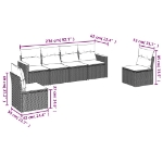 Set Divano da Giardino 6 pz con Cuscini Nero in Polyrattan