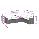 Set Divano da Giardino 6 pz con Cuscini Nero in Polyrattan