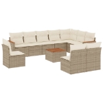 Set Divani da Giardino 11 pz con Cuscini Beige in Polyrattan