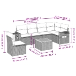 Set Divani da Giardino 7 pz con Cuscini Beige in Polyrattan