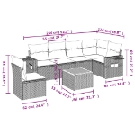 Set Divani da Giardino 7 pz con Cuscini Grigio in Polyrattan