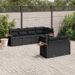 Set Divani da Giardino con Cuscini 7pz Nero Polyrattan