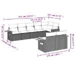 Set Divani da Giardino con Cuscini 8 pz Nero in Polyrattan