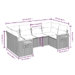 Set Divano da Giardino 6 pz con Cuscini Nero in Polyrattan