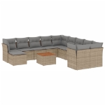 Set Divani da Giardino 12 pz con Cuscini Beige in Polyrattan