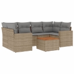 Set Divani da Giardino 7 pz con Cuscini Beige in Polyrattan