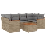 Set Divani da Giardino 7 pz con Cuscini Beige in Polyrattan