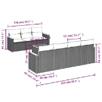 Set Divano da Giardino 8 pz con Cuscini Beige in Polyrattan
