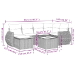 Set Divani da Giardino con Cuscini 7pz Nero Polyrattan