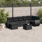 Set Divani da Giardino con Cuscini 8 pz Nero in Polyrattan