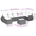 Set Divano da Giardino 8pz con Cuscini Grigio Chiaro Polyrattan