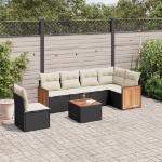 Set Divani da Giardino con Cuscini 7pz Nero Polyrattan