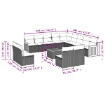 Set Divani da Giardino 14pz con Cuscini in Polyrattan Grigio