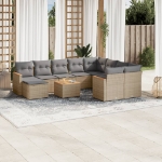 Set Divani da Giardino 11 pz con Cuscini Beige in Polyrattan
