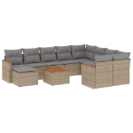 Set Divani da Giardino 11 pz con Cuscini Beige in Polyrattan
