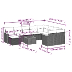 Set Divani da Giardino 11 pz con Cuscini Beige in Polyrattan