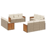 Set Divani da Giardino 12 pz con Cuscini Beige in Polyrattan