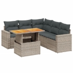 Set Divano da Giardino 6 pz con Cuscini Grigio in Polyrattan
