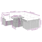 Set Divano da Giardino 9 pz con Cuscini Beige in Polyrattan