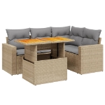 Set Divano da Giardino 5 pz con Cuscini Beige in Polyrattan