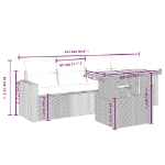 Set Divano da Giardino 5 pz con Cuscini Grigio in Polyrattan
