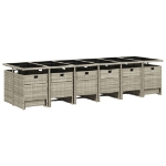 Set da Pranzo da Giardino 17pz con Cuscini Grigio in Polyrattan