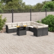 Set Divani da Giardino 11 pz con Cuscini in Polyrattan Nero