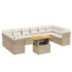 Set Divani da Giardino 11 pz con Cuscini Beige in Polyrattan