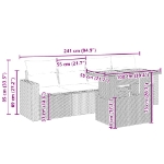 Set Divano da Giardino 5 pz con Cuscini Beige in Polyrattan