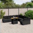 Set Divani da Giardino 11 pz con Cuscini in Polyrattan Nero