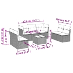Set Divano da Giardino 8 pz con Cuscini Grigio in Polyrattan