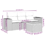 Set Divano da Giardino 4 pz con Cuscini Beige in Polyrattan