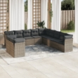 Set Divani da Giardino 11 pz con Cuscini in Polyrattan Grigio