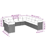 Set Divani da Giardino 11 pz con Cuscini in Polyrattan Grigio
