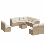 Set Divani da Giardino 12 pz con Cuscini Beige in Polyrattan