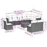 Set Divani da Giardino 11 pz con Cuscini in Polyrattan Grigio