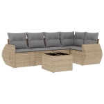 Set Divano da Giardino 6 pz con Cuscini Beige in Polyrattan