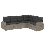 Set Divano da Giardino 6 pz con Cuscini Grigio in Polyrattan
