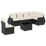 Set Divani da Giardino con Cuscini 7pz Nero Polyrattan