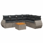 Set Divani da Giardino 7 pz con Cuscini Grigio in Polyrattan