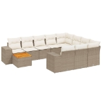 Set Divani da Giardino 11 pz con Cuscini Beige in Polyrattan