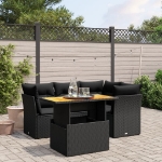 Set Divani da Giardino 5 pz con Cuscini in Polyrattan Nero