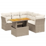 Set Divano da Giardino 5 pz con Cuscini Beige in Polyrattan