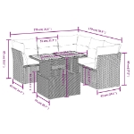 Set Divano da Giardino 5 pz con Cuscini Beige in Polyrattan