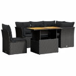 Set Divani da Giardino 5 pz con Cuscini in Polyrattan Nero