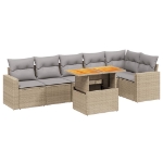 Set Divani da Giardino 7 pz con Cuscini Beige in Polyrattan