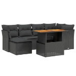 Set Divani da Giardino con Cuscini 7pz Nero Polyrattan