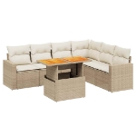 Set Divani da Giardino 7 pz con Cuscini Beige in Polyrattan