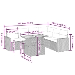 Set Divani da Giardino 7 pz con Cuscini Beige in Polyrattan